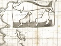 Rysunek „krowy morskiej” w towarzystwie foki i lwa morskiego z 1741 roku, z dziennika Wielkiej Ekspedycji Północnej, dowodzonej przez Vitusa Beringa. Źródło:&nbsp;https://commons.wikimedia.org/wiki/Hydrodamalis_gigas#/media/File:Chitrow_-_Seekuh,_Seebaer_und_Seeloewe_(Ausschnitt_aus_einer_Karte).jpg, dostęp: 02.11.2015